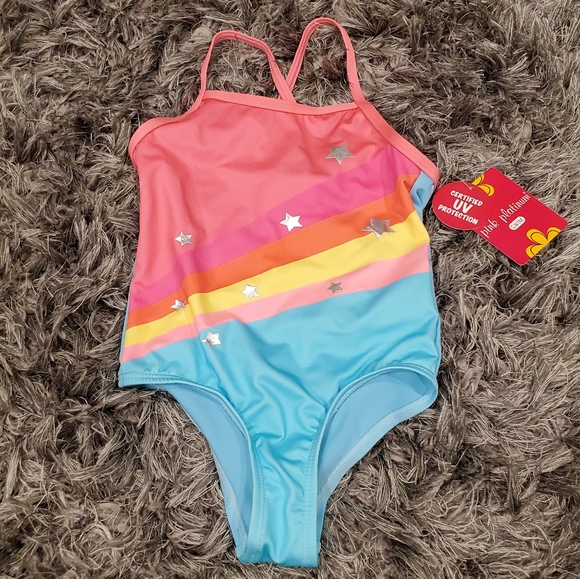 NWT Cute! Girl's Pink Platinum Swimsuit size 5/6 - Picture 2 of 5